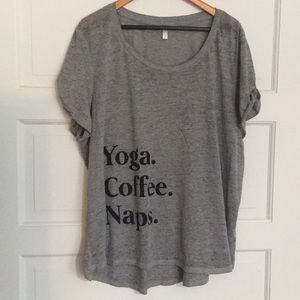 BNWT Wallflower yoga coffee naps rolled sleeve tee